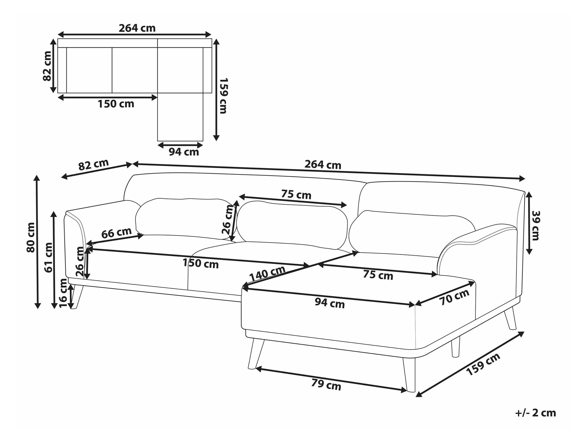 Угловой диван Berwyn 1747 (Светло-серый)
