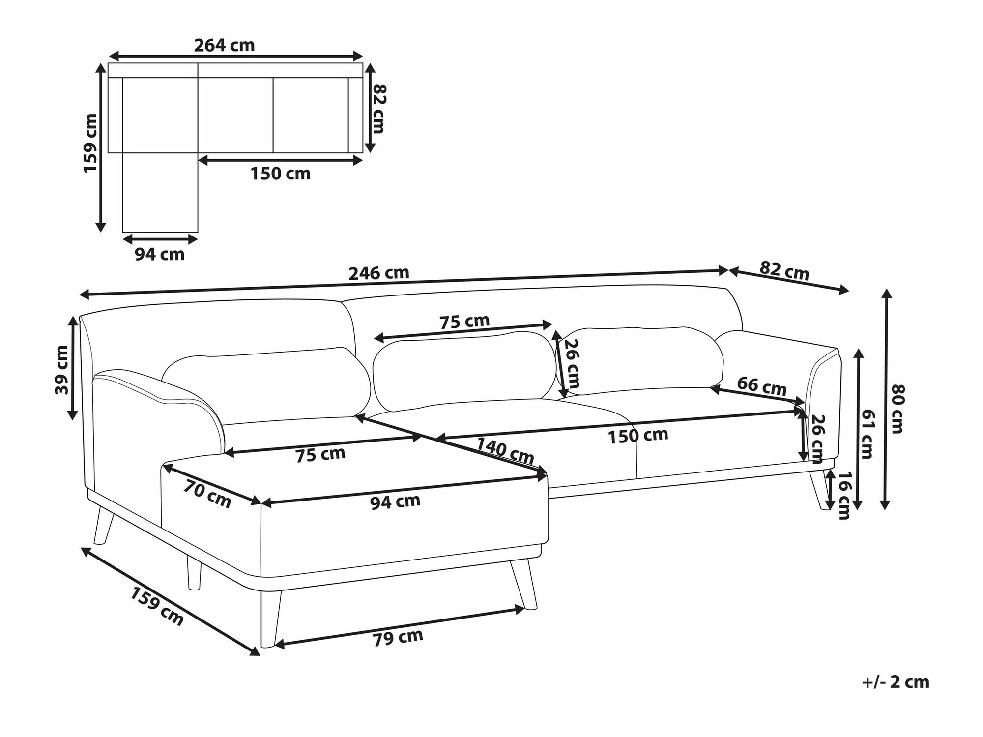 Угловой диван Berwyn 1747 (Светло-серый)