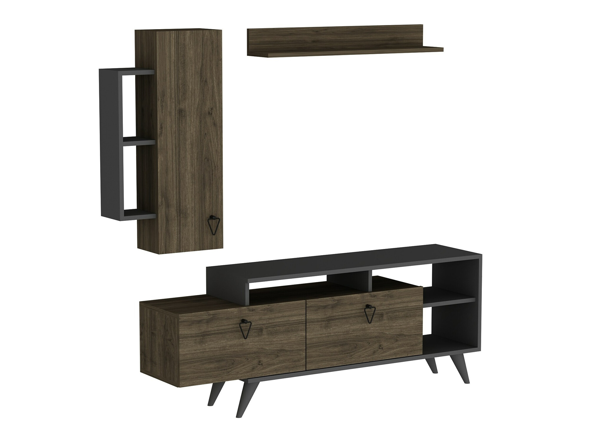 Viesistabas komplekts Kailua 2294 (Antracīts + Riekstkoks)