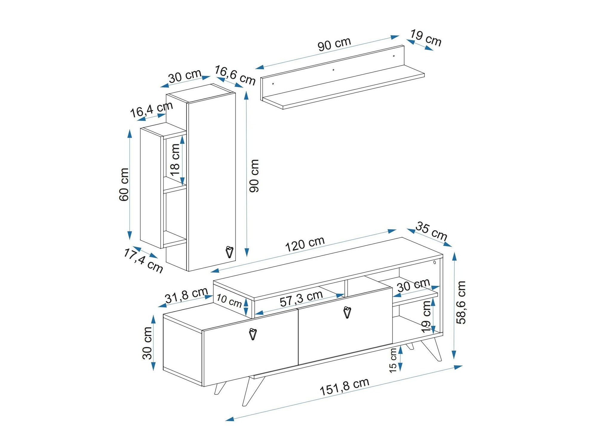Viesistabas komplekts Kailua 2294 (Pelēks)