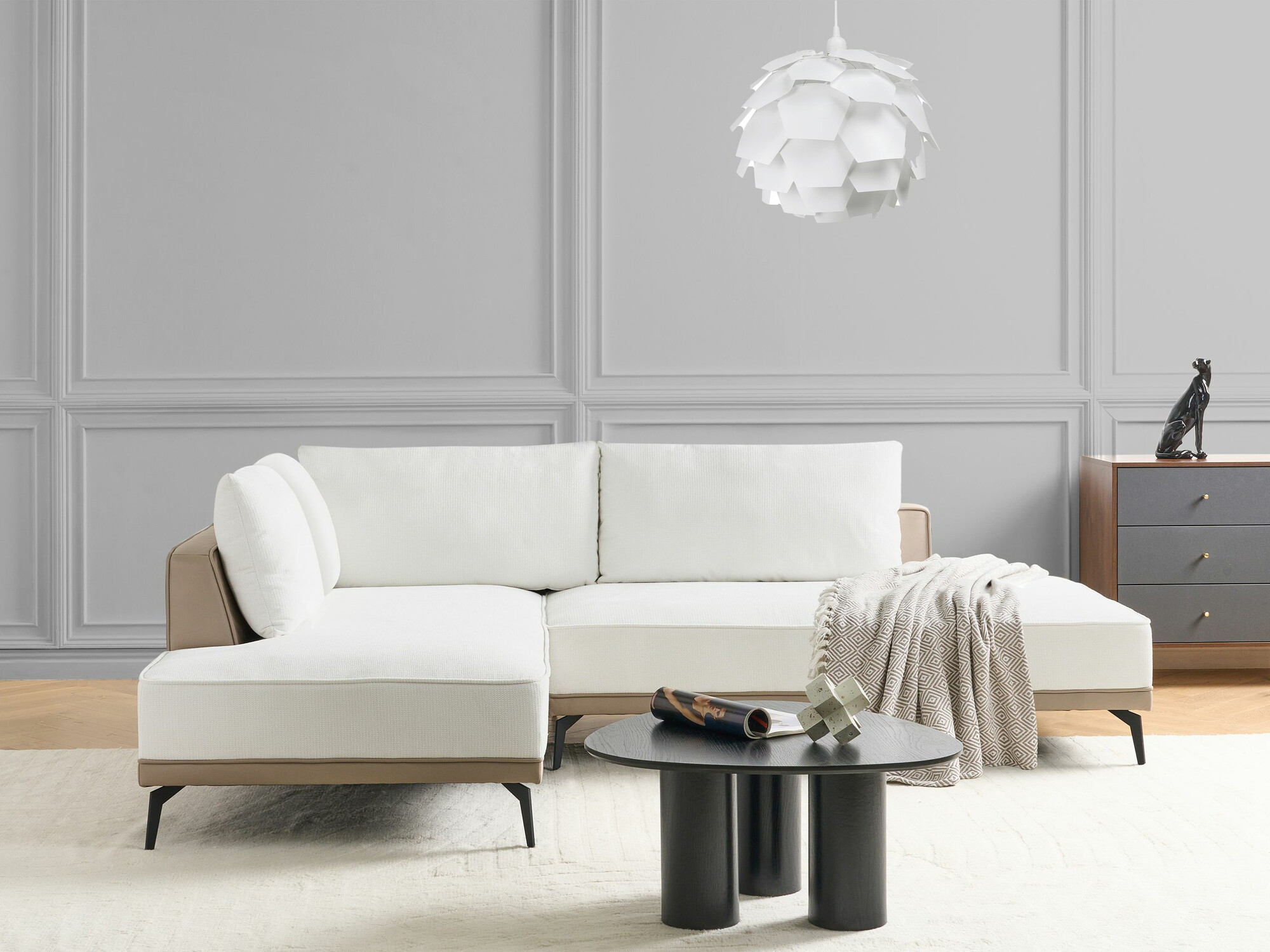 Moduļu stūra dīvāns Berwyn 2326 (Balts)