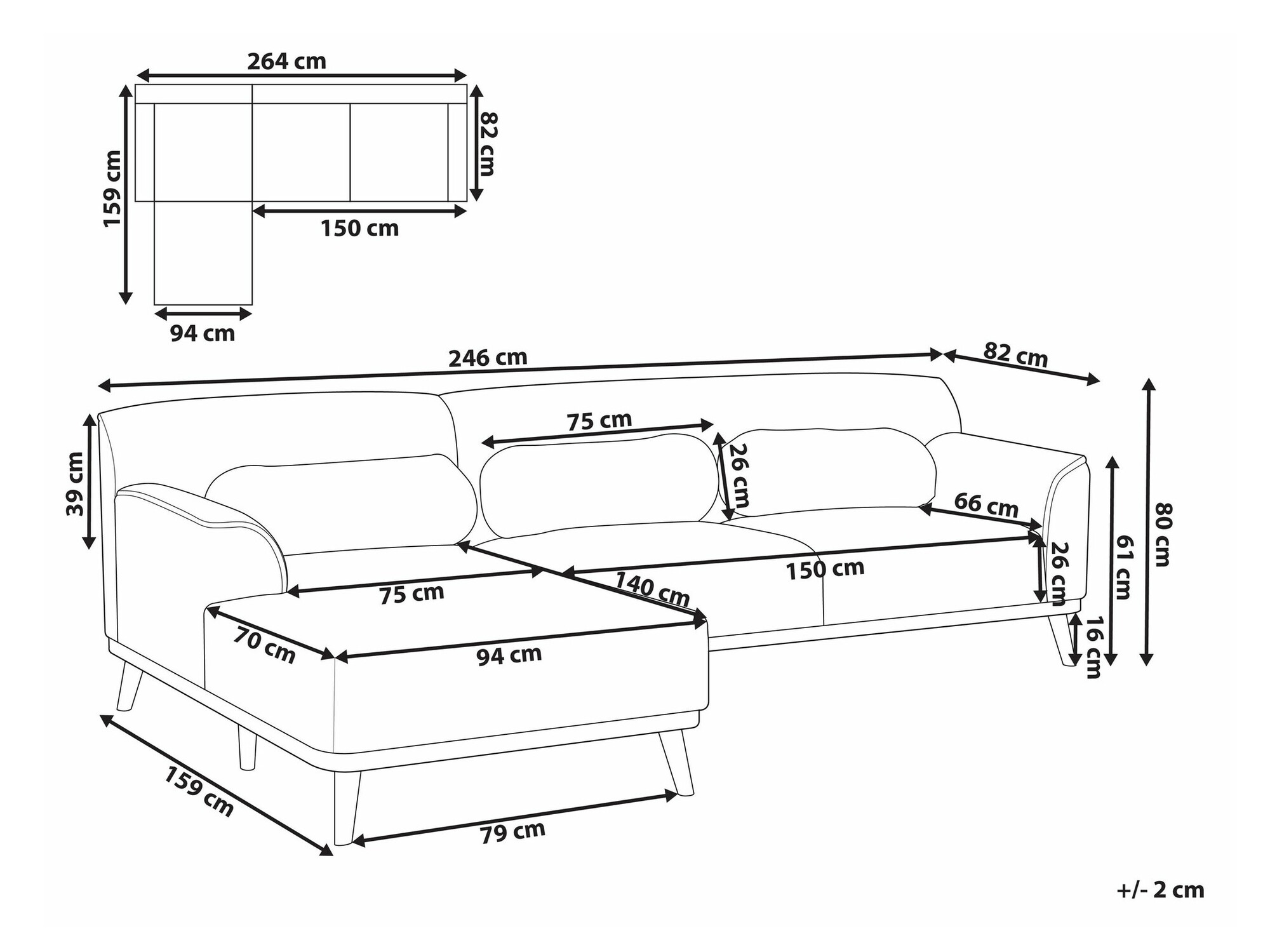 Stūra dīvāns Berwyn 1747 (Gaiši brūns)