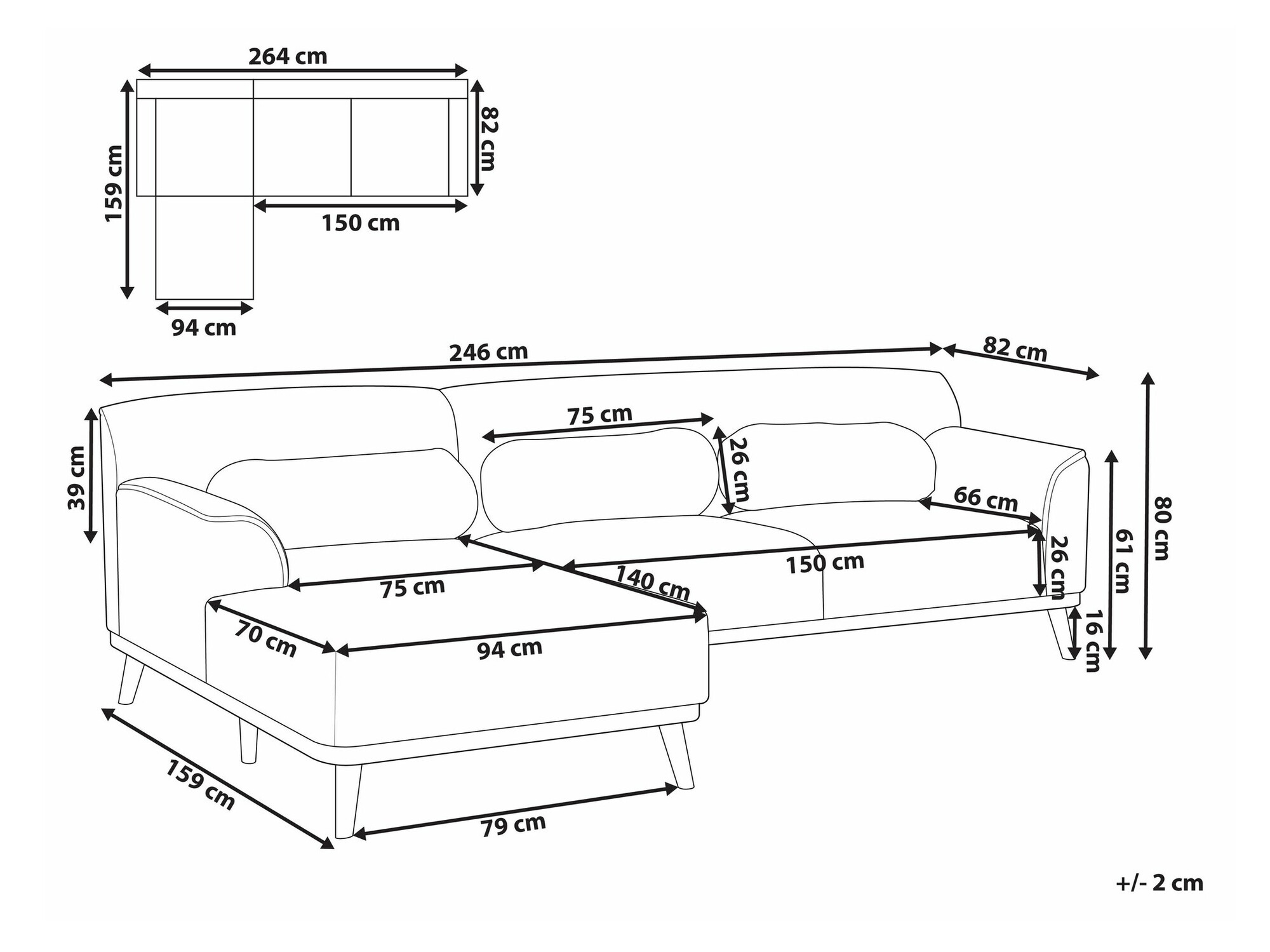 Stūra dīvāns Berwyn 1747 (Krēms)