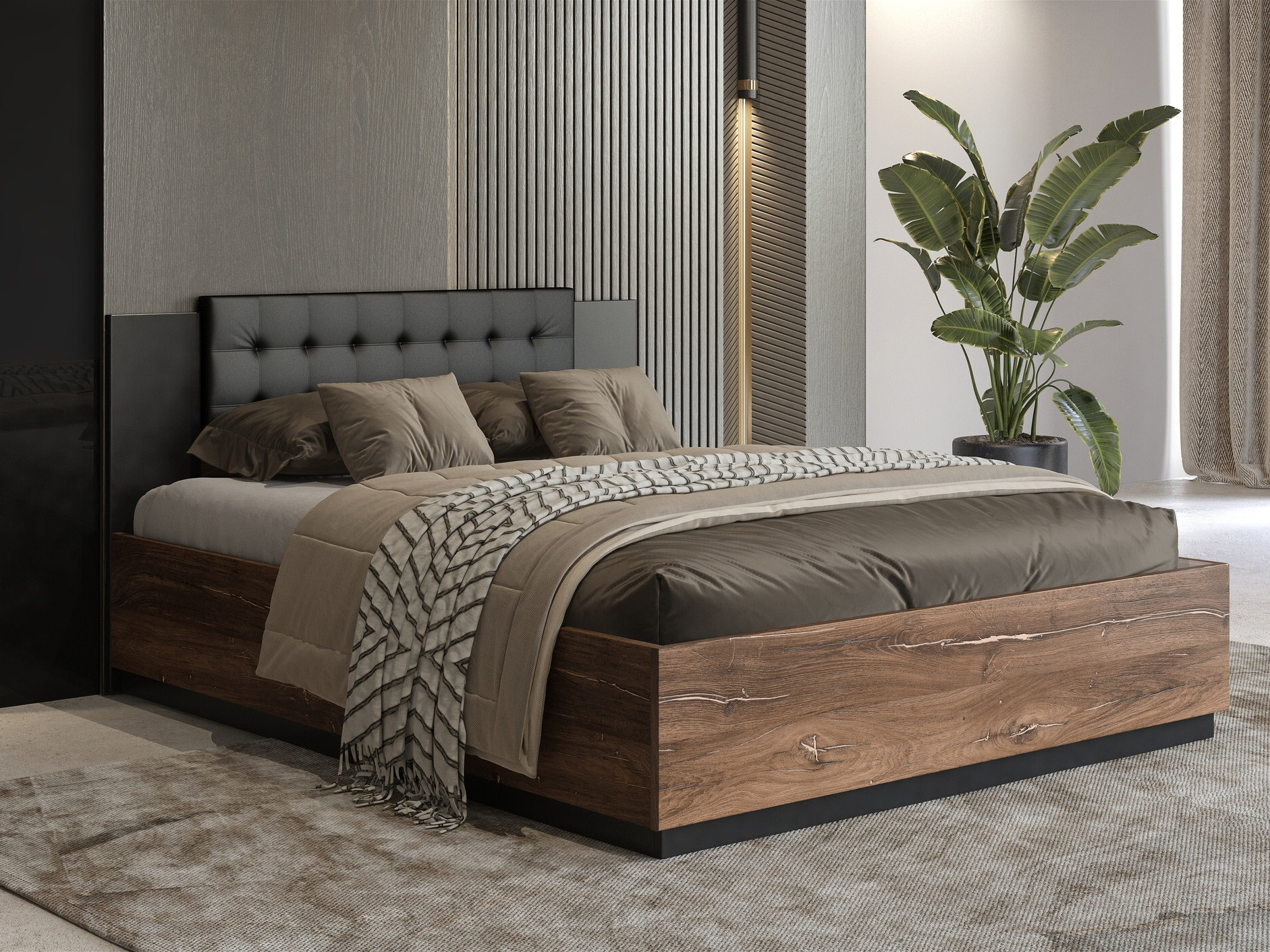 Кровать Felelie 112 (Tamus Flagstaf дуб + Медь)