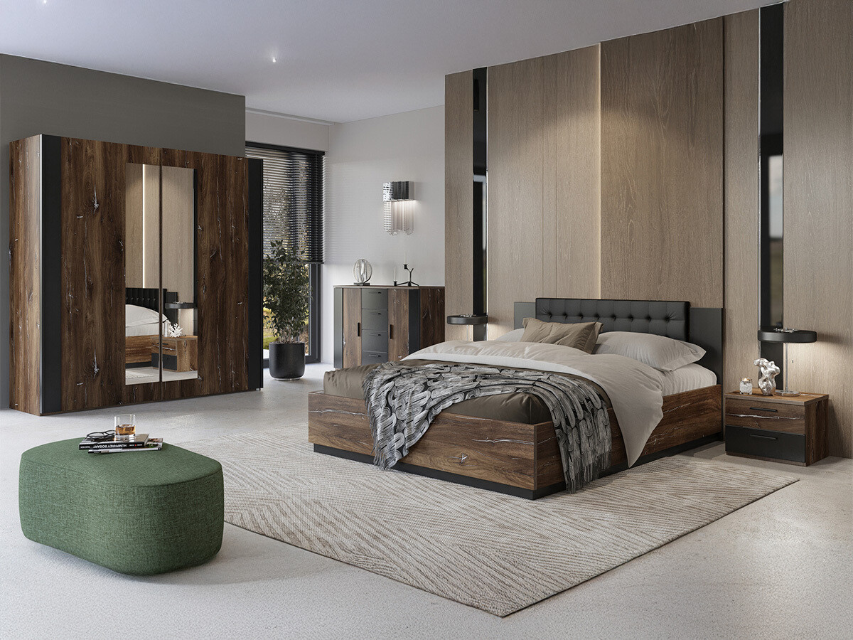 Кровать Felelie 112 (Tamus Flagstaf дуб + Серебряный)