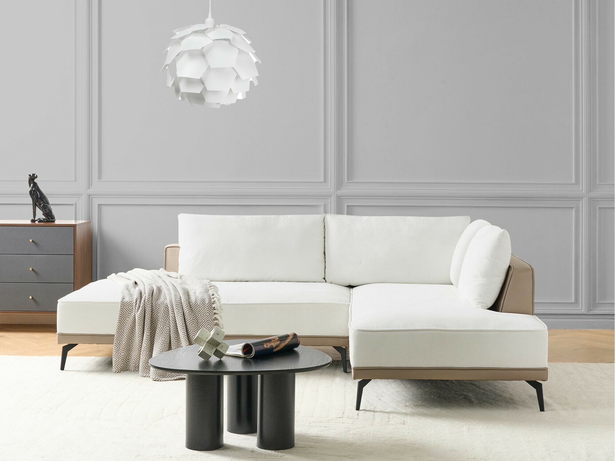 Moduļu stūra dīvāns Berwyn 2326 (Balts)