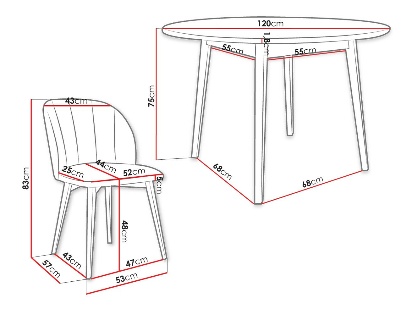 Ēdamistabas komplekts Racine 136 (Melns)