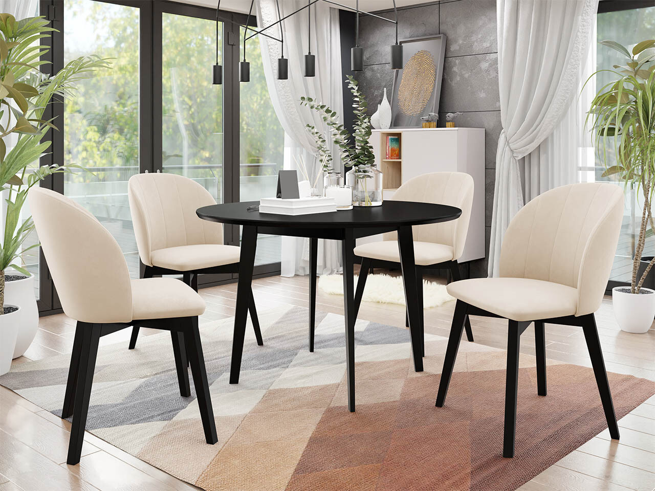 Ēdamistabas komplekts Racine 136 (Melns)