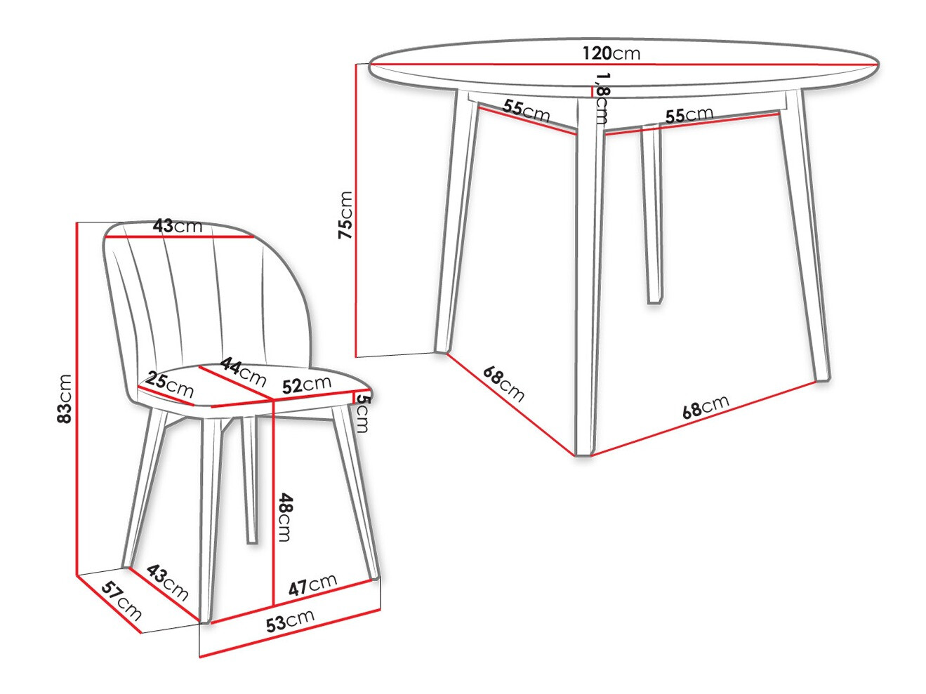 Обеденный гарнитур Racine 136 (Чёрный)