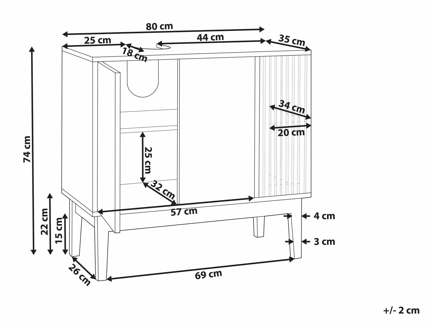Stāvošs vannas istabas skapītis izlietnei Berwyn 2340
