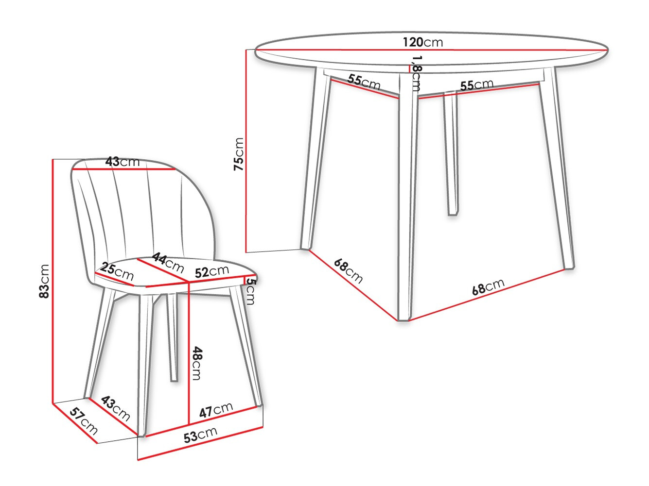 Ēdamistabas komplekts Racine 136 (Melns)
