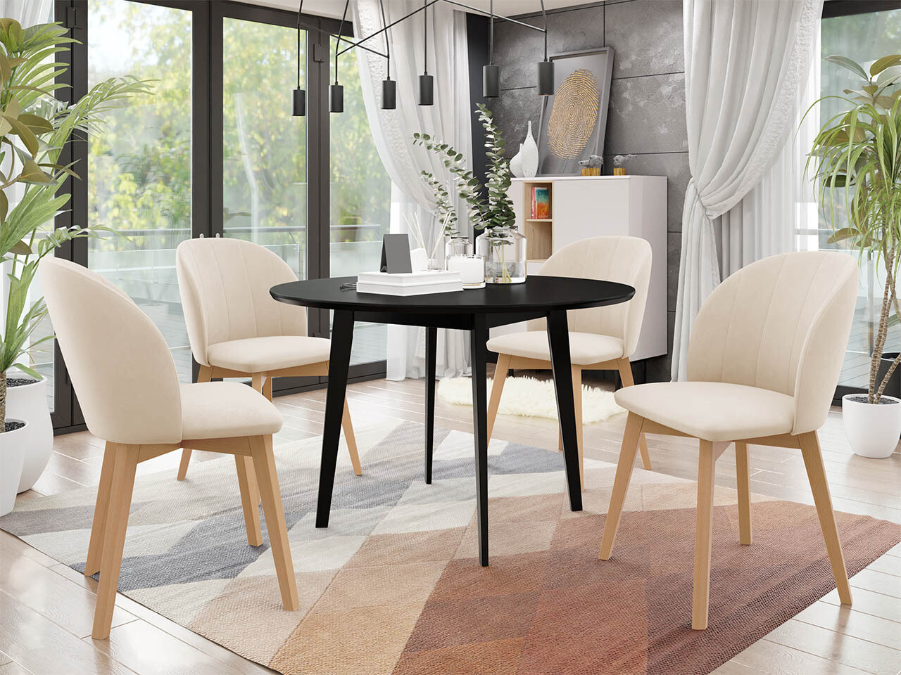 Ēdamistabas komplekts Racine 136 (Melns)