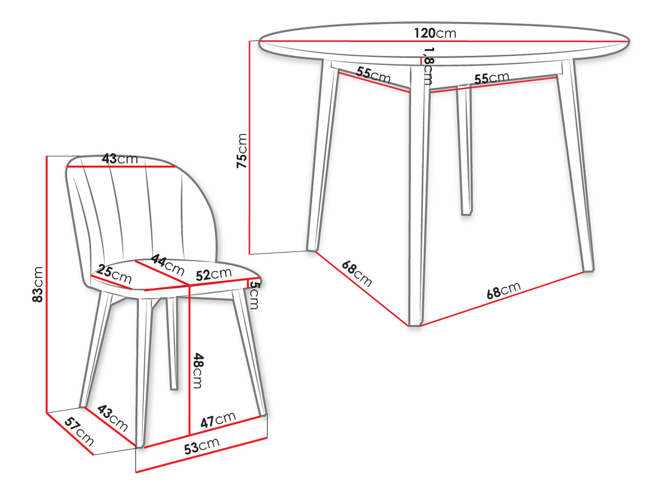 Ēdamistabas komplekts Racine 136 (Melns)