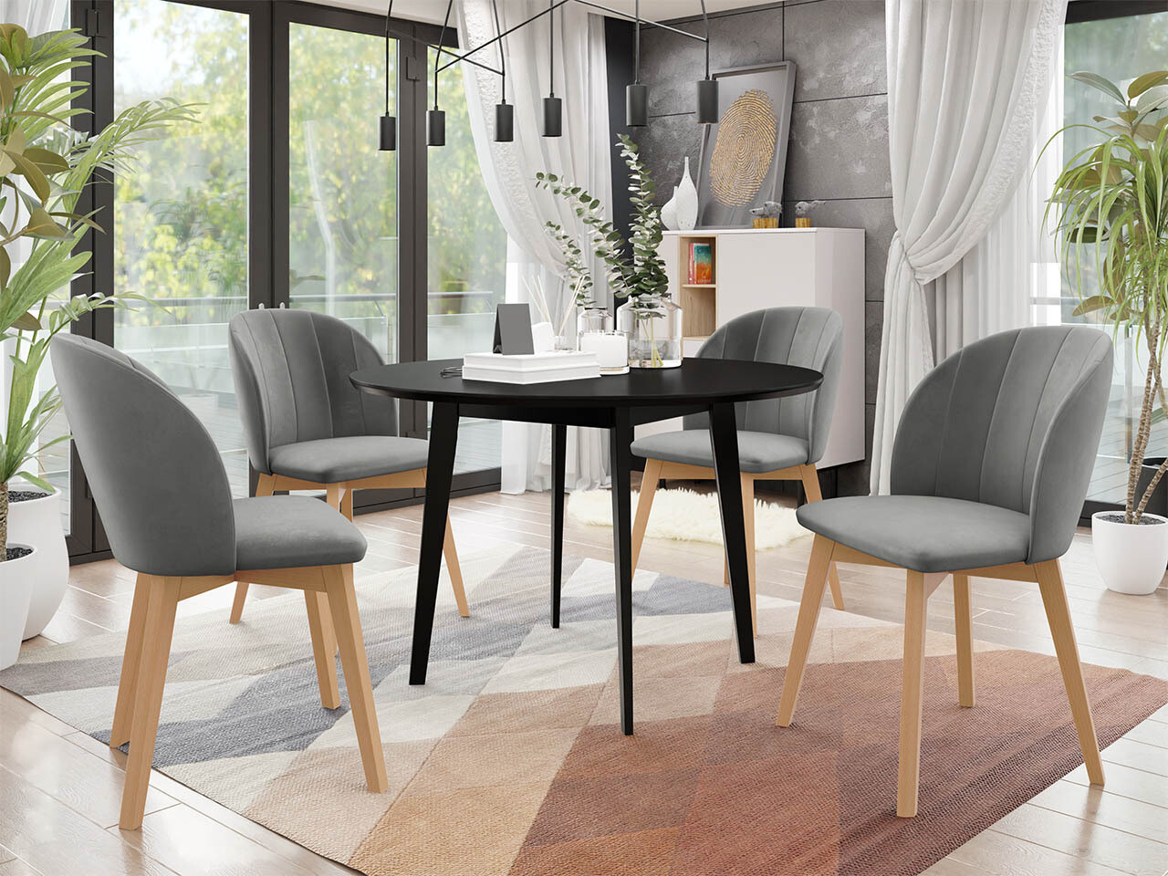 Обеденный гарнитур Racine 136 (Чёрный)