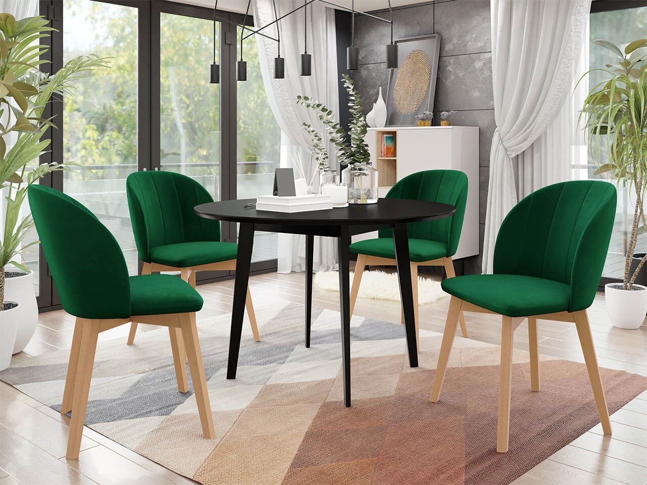 Обеденный гарнитур Racine 136 (Чёрный)