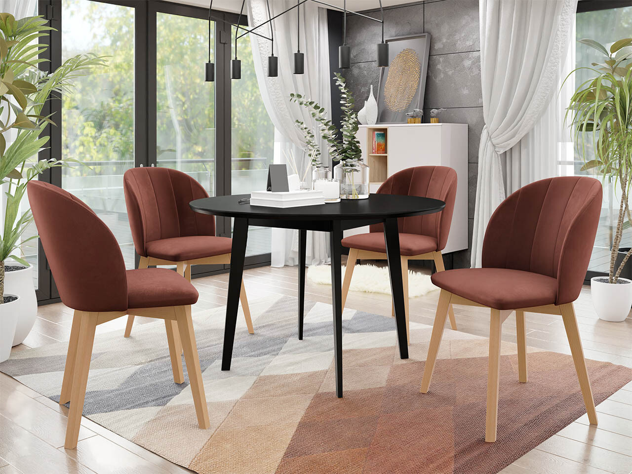 Обеденный гарнитур Racine 136 (Чёрный)