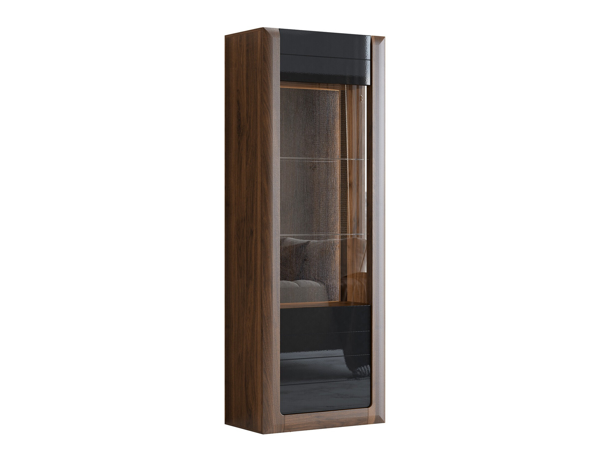 Стеллаж Sovera 101 (Орех + Глянцевый черный)