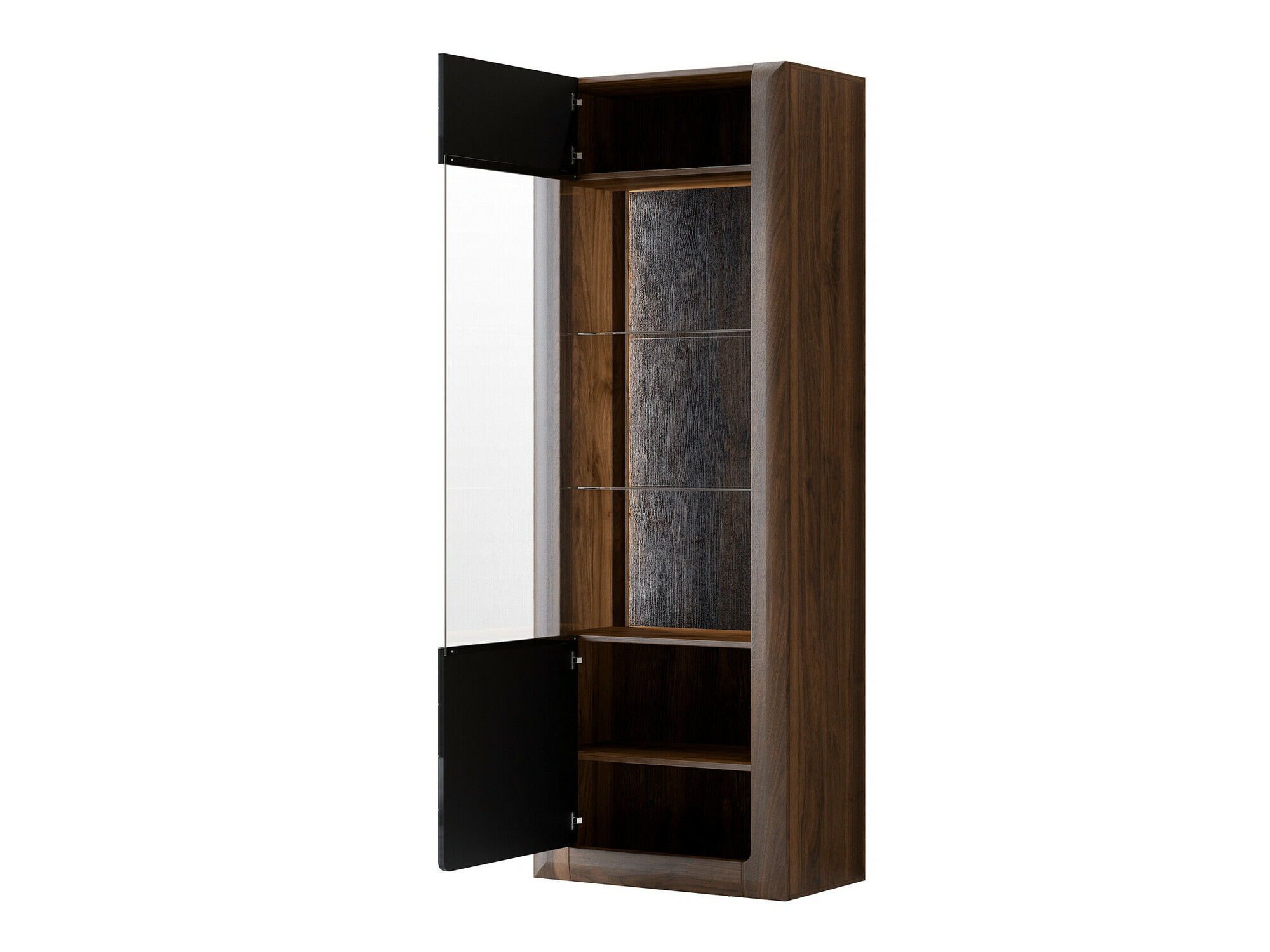 Стеллаж Sovera 101 (Орех + Глянцевый черный)