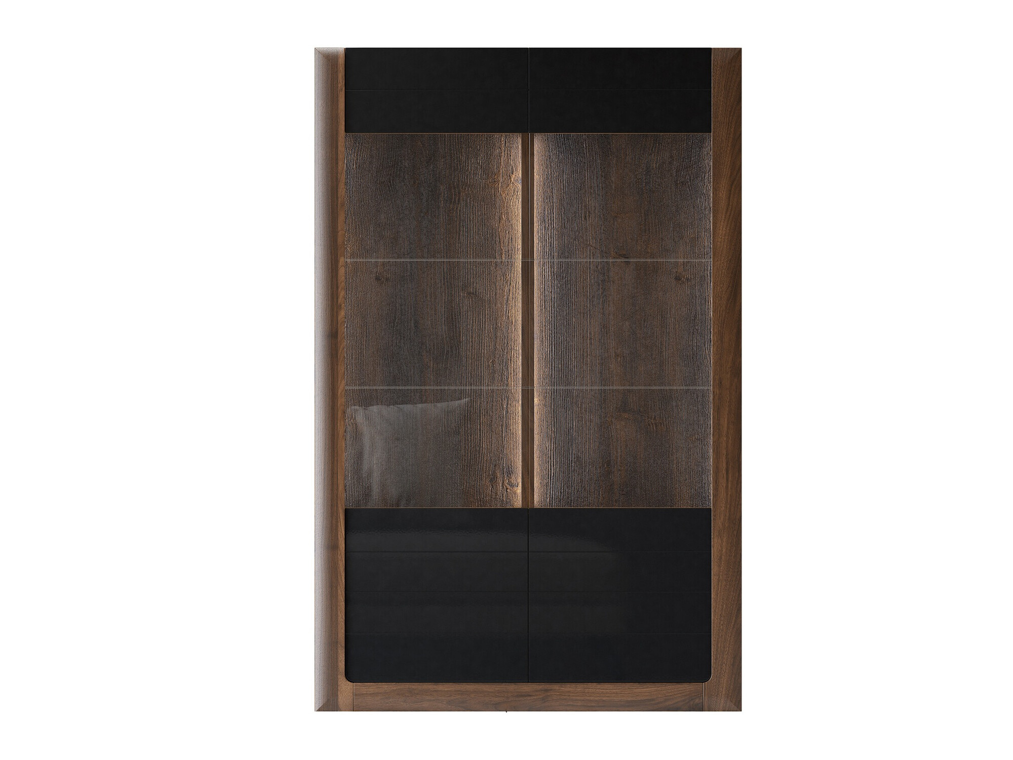 Стеллаж Sovera 102 (Орех + Глянцевый черный)