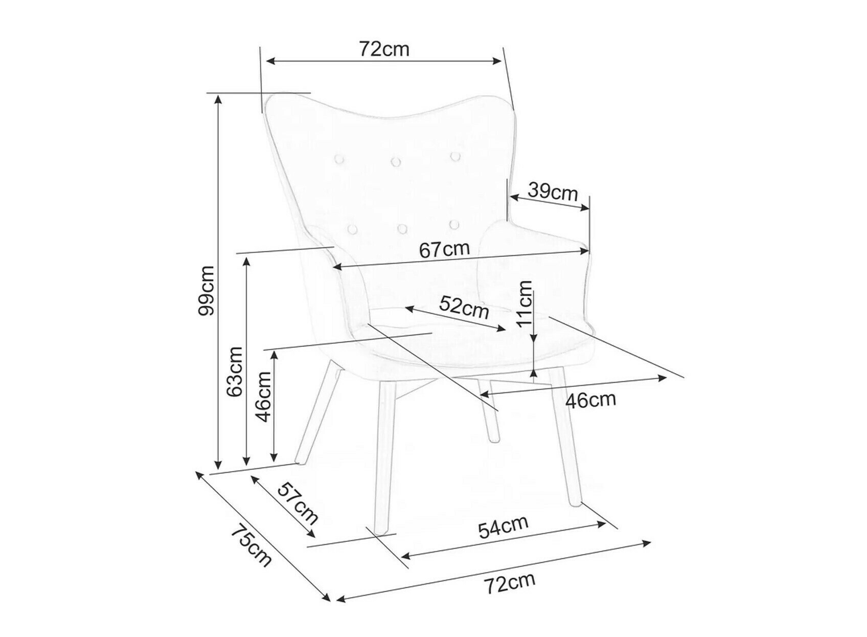 Krēsls Detroit 129 (Tumši dzeltens)