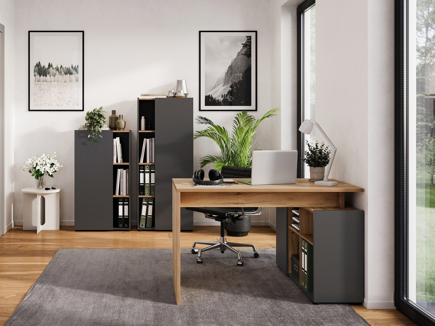 Mājas biroja komplekts Evarsoa 105 (Grafīts + Navarra ozols)