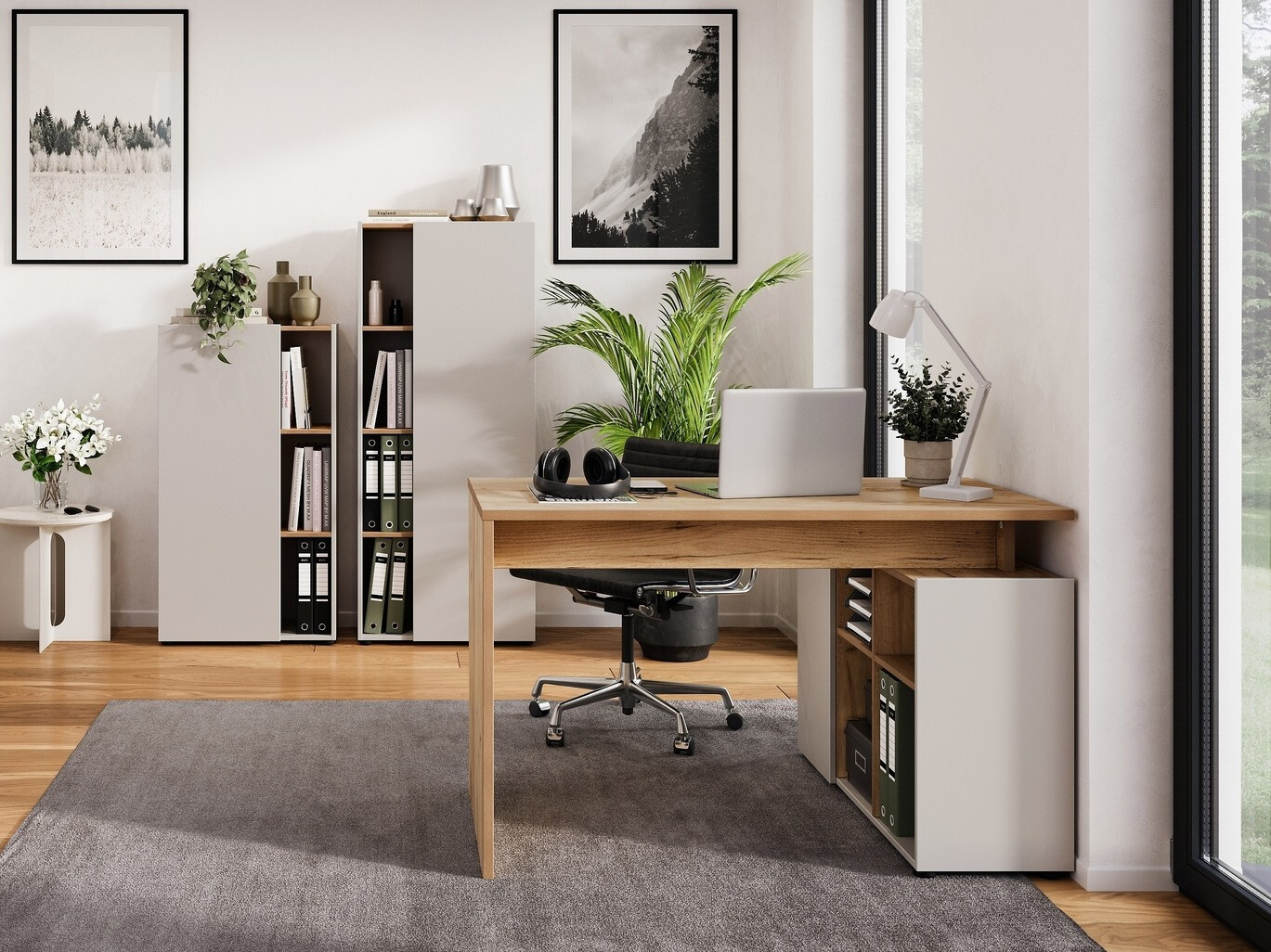 Mājas biroja komplekts Evarsoa 105 (Kašmirs + Navarra ozols)