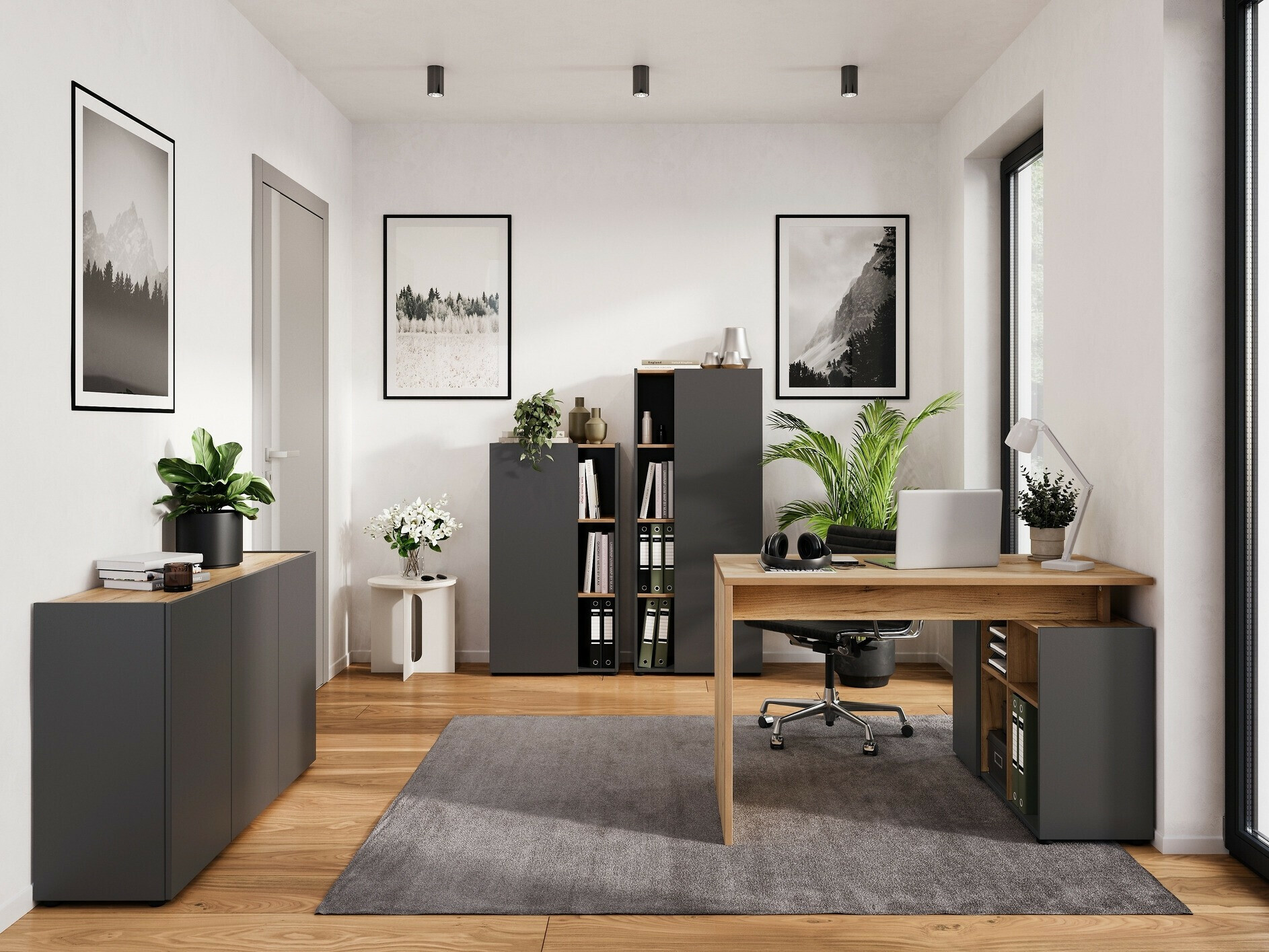 Стеллаж Evarsoa 104 (Графит + Navarra дуб)