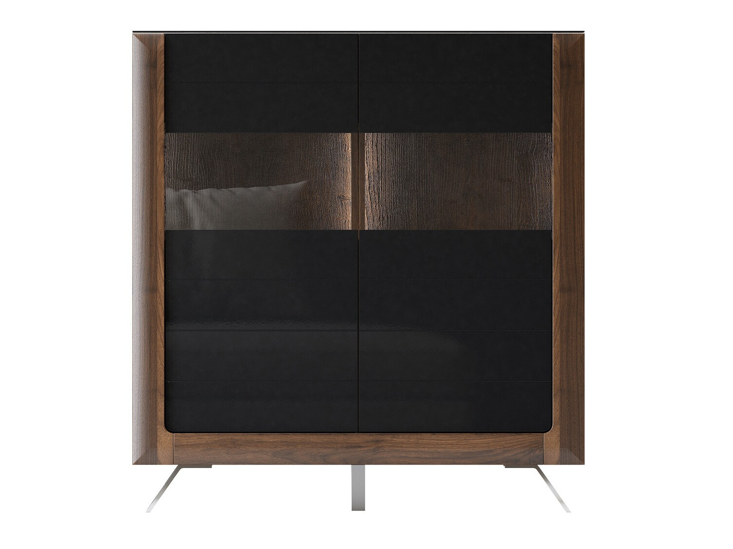 Стеллаж Sovera 106 (Орех + Глянцевый черный)