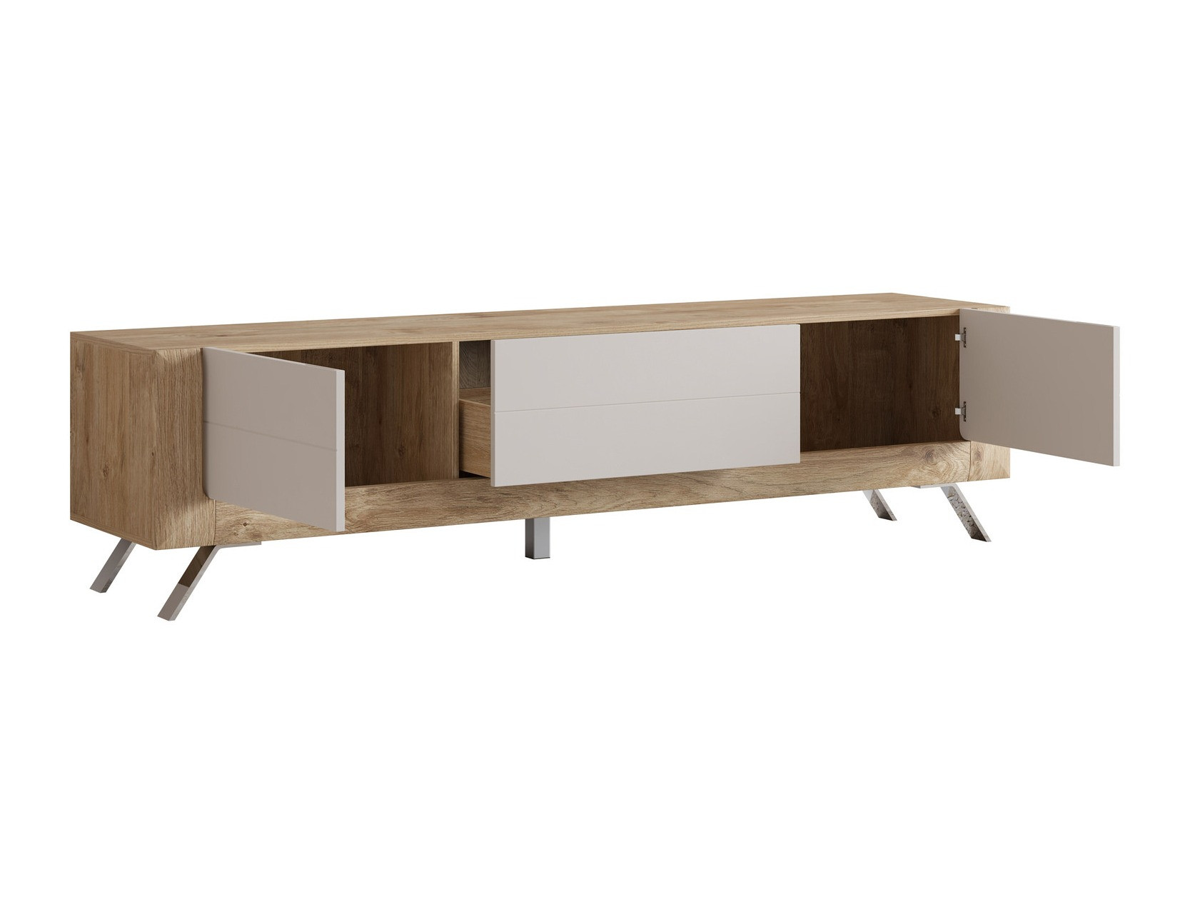 ТВ тумба Sovera 104 (Золотистый дуб + Светло-серый)