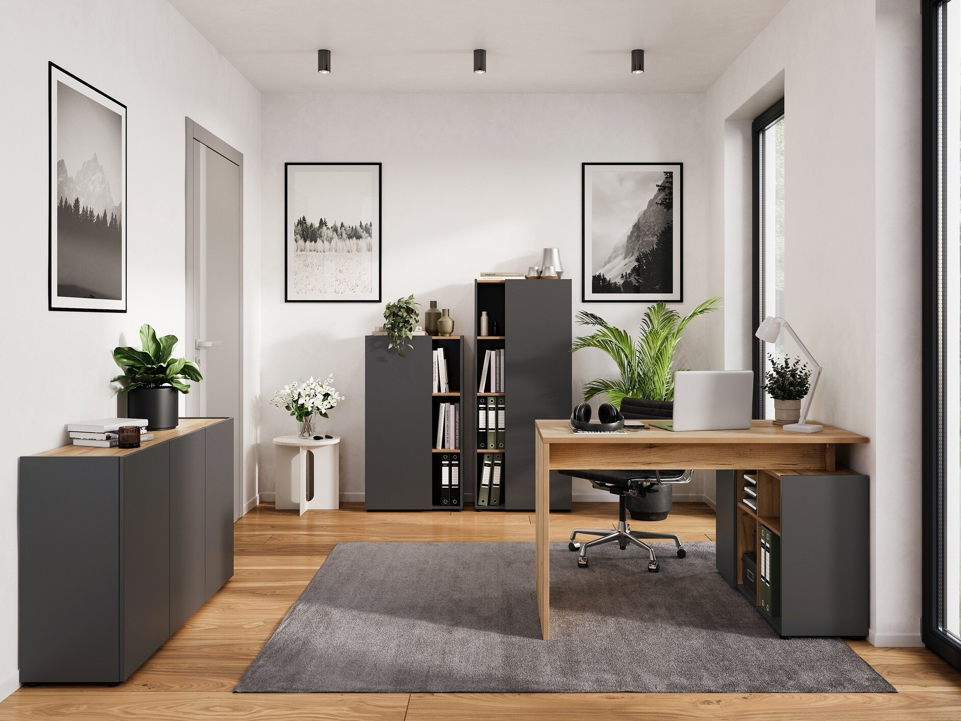 Угловой письменный стол Evarsoa 101 (Графит + Navarra дуб)