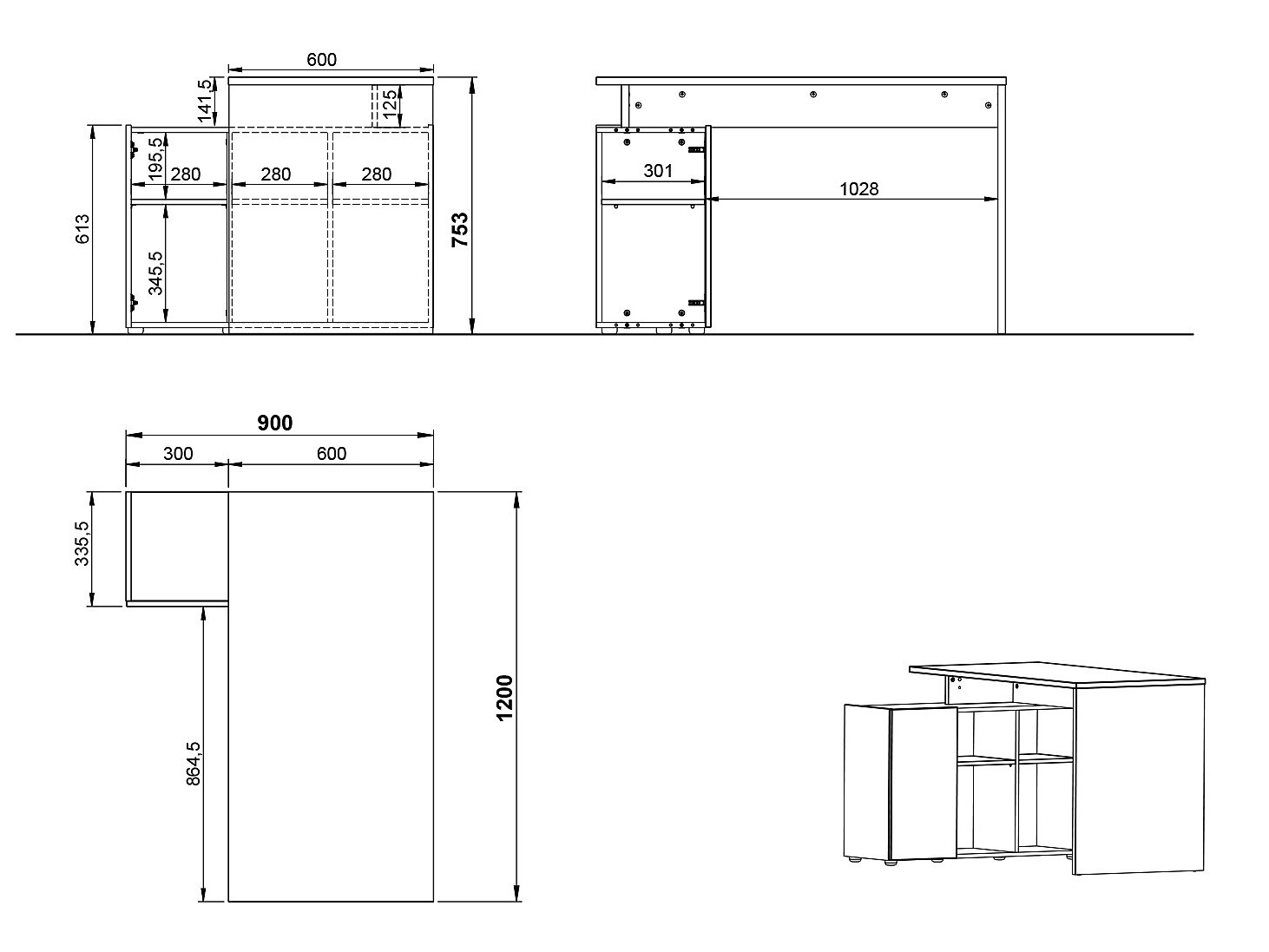 Угловой письменный стол Evarsoa 101 (Графит + Navarra дуб)