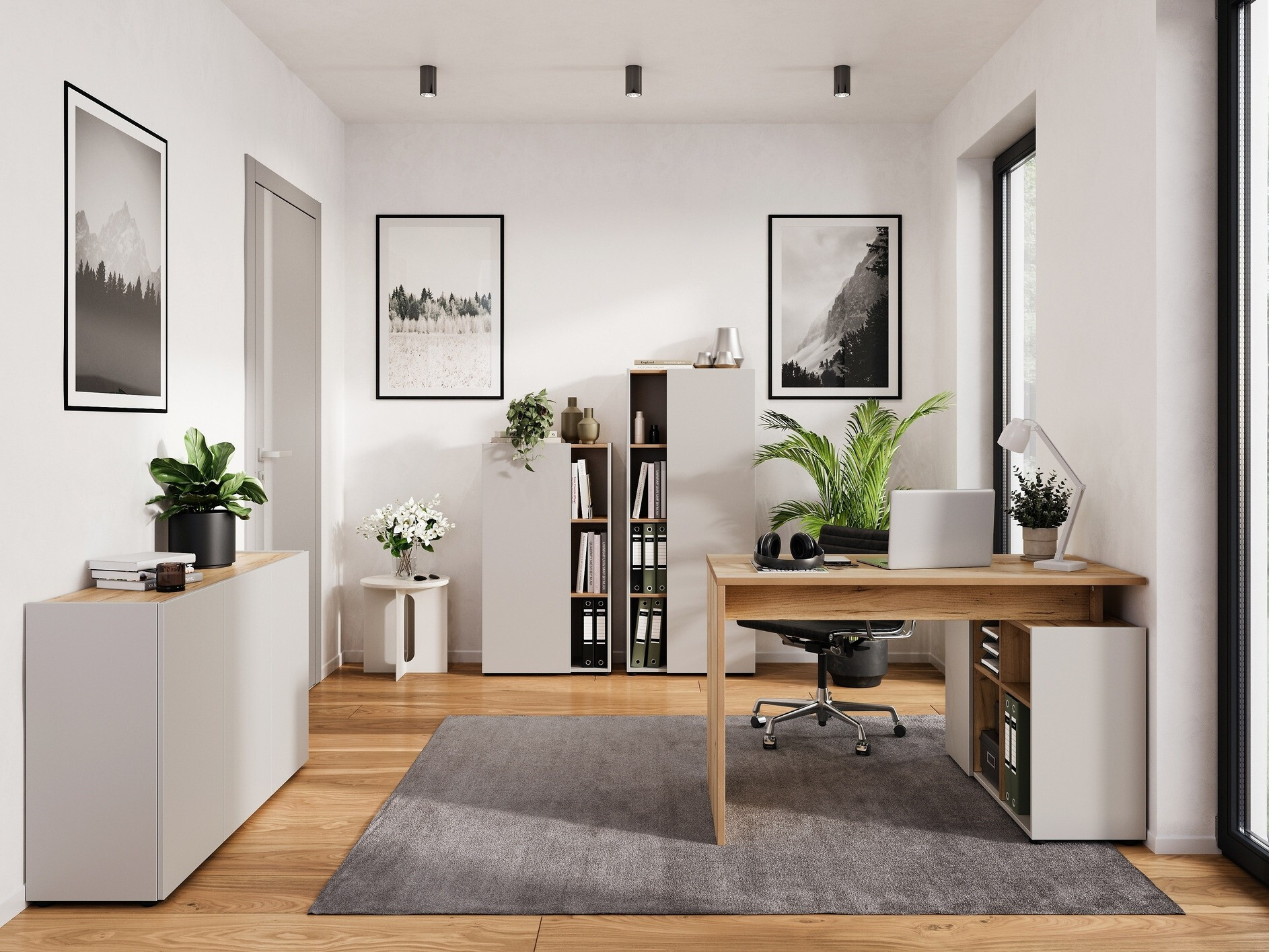 Угловой письменный стол Evarsoa 101 (Кашемир + Navarra дуб)