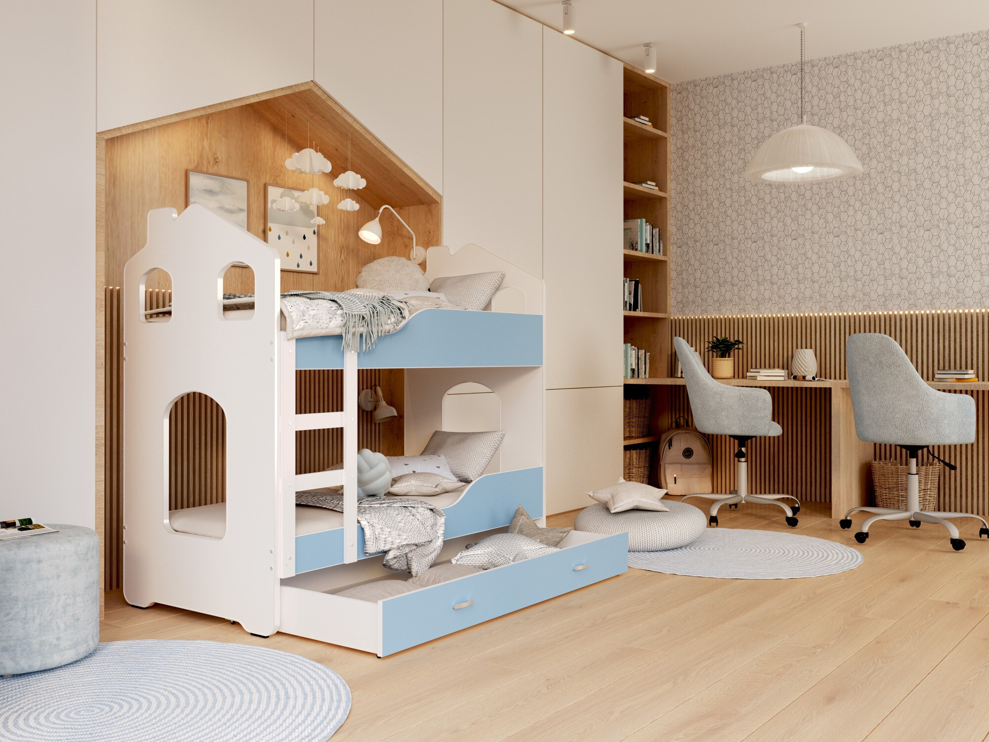 Divstāvu gulta Aurora 114 (Zils)