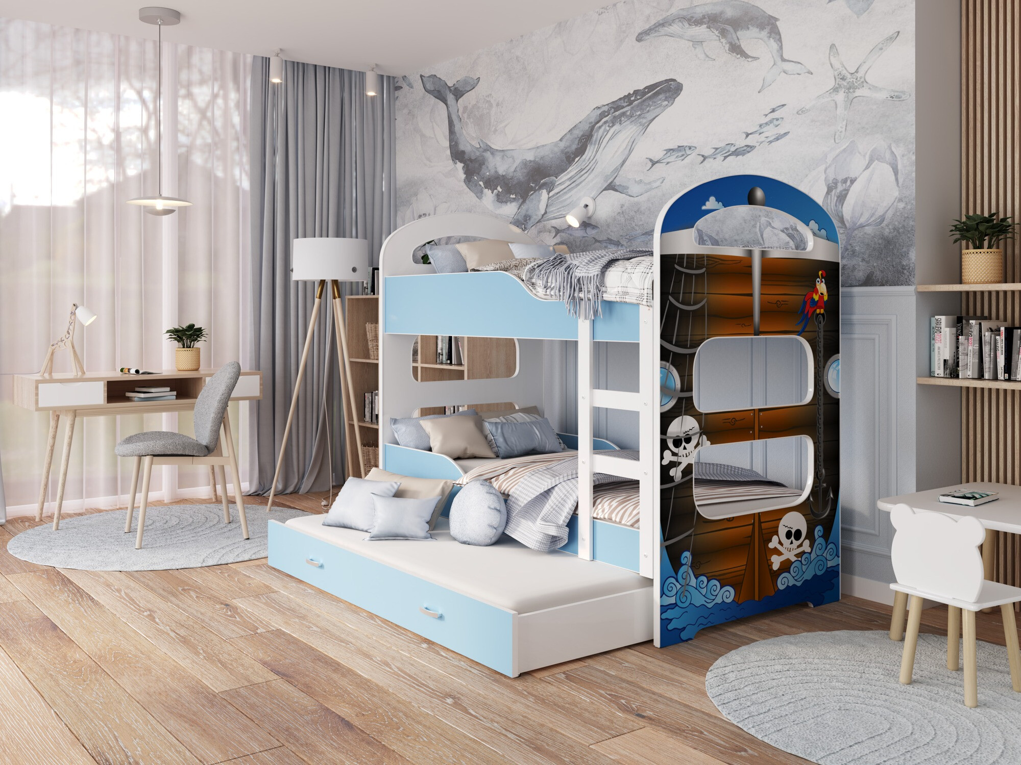 Divstāvu gulta Aurora 116 (Balts + Zils)