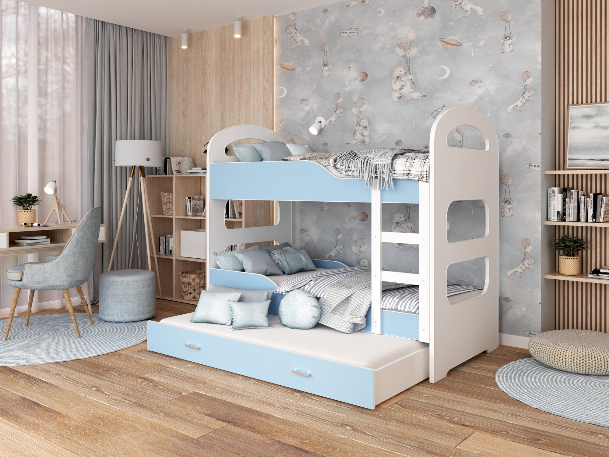 Двухъярусная кровать Aurora 115 (Синий)