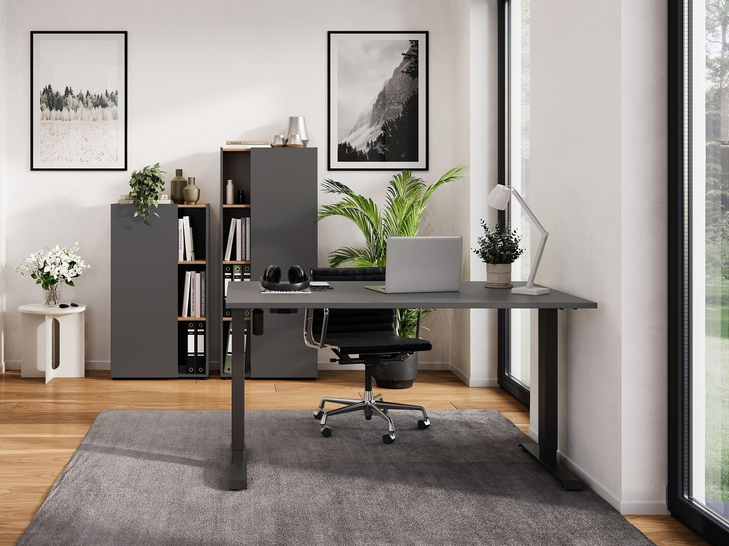 Комплект для домашнего офиса Evarsoa 107 (Графит + Navarra дуб)