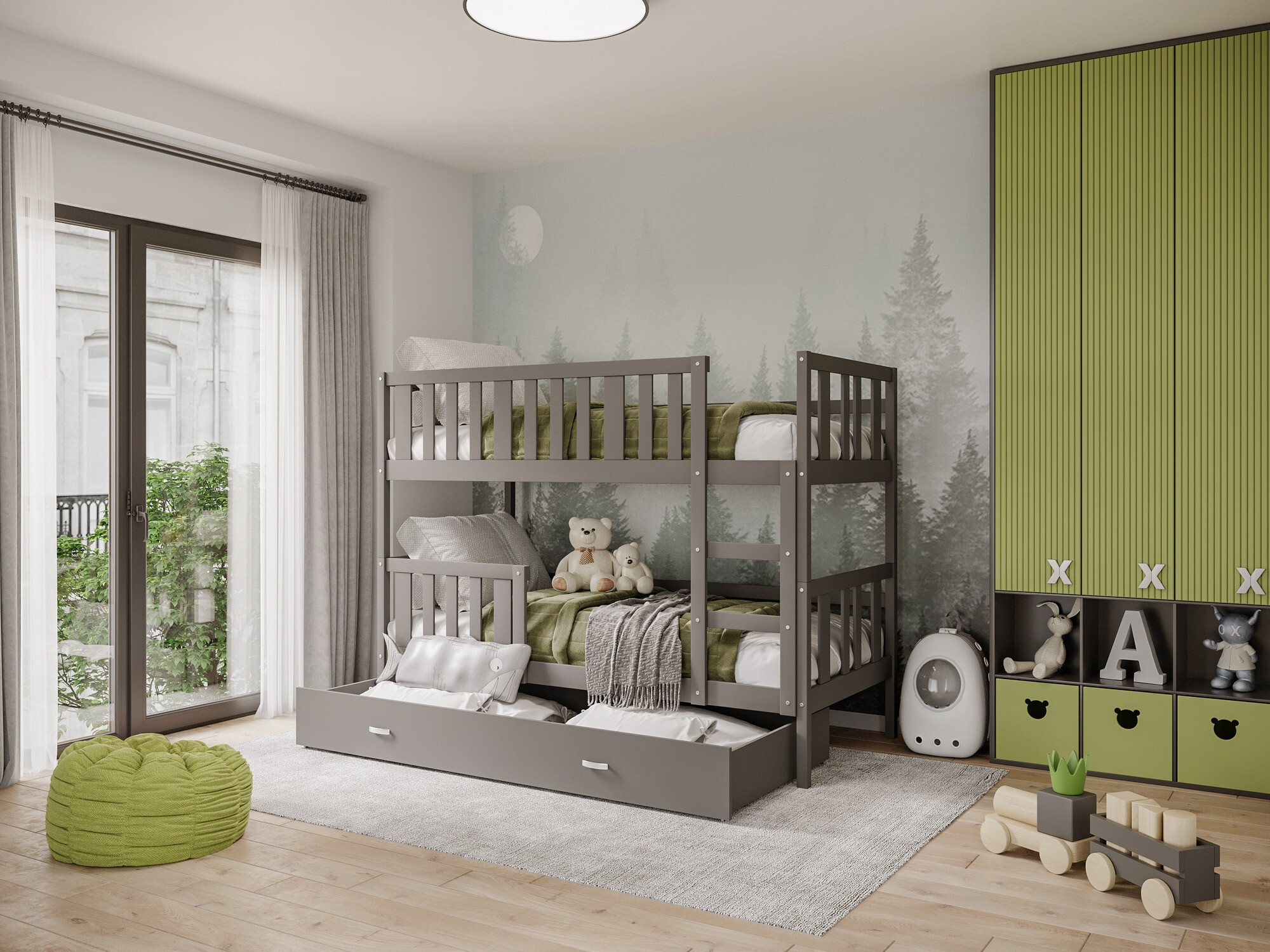 Divstāvu gulta Aurora 147 (Pelēks)