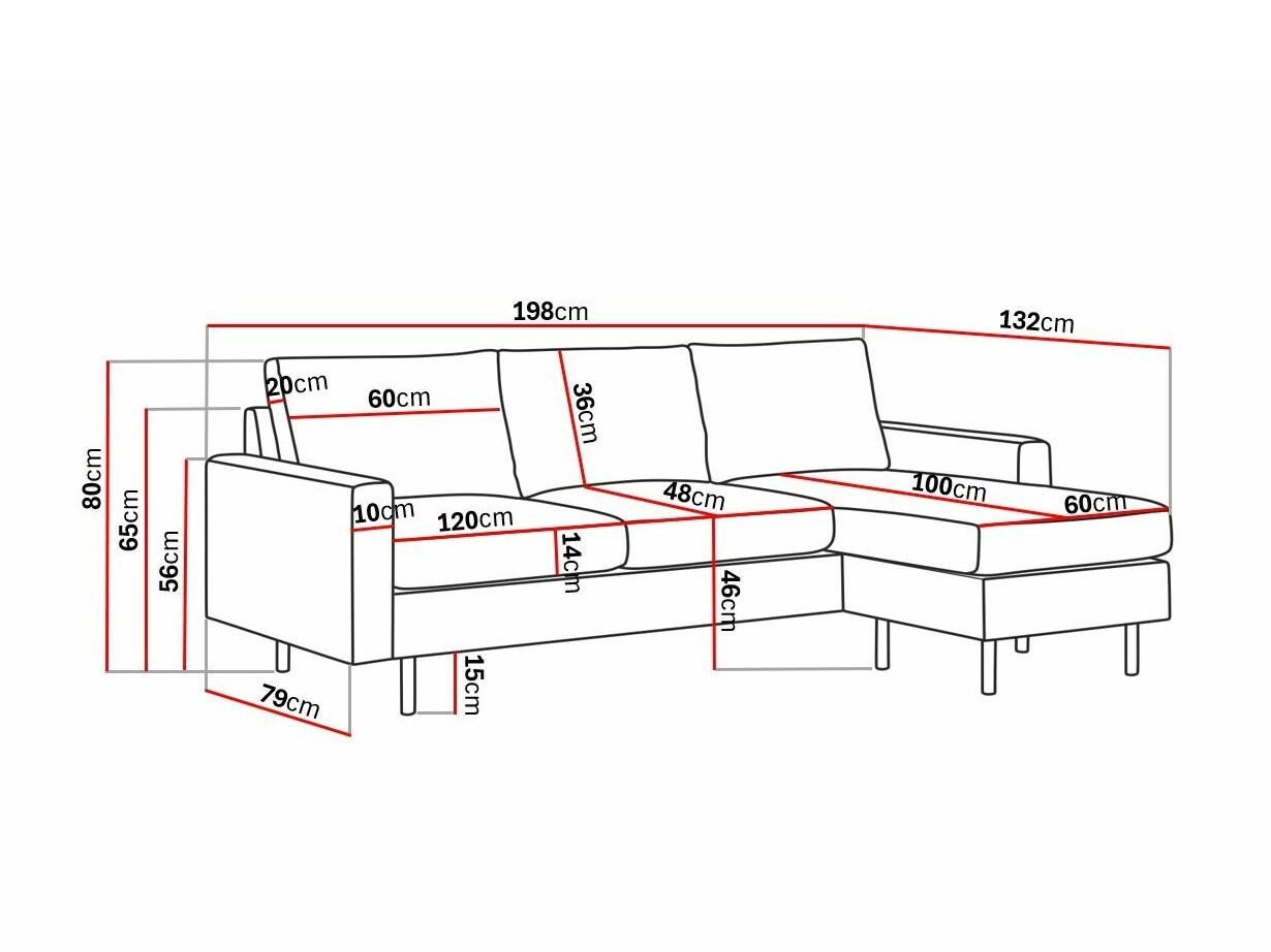 Stūra dīvāns Dortesa 120 (Lincoln 90)