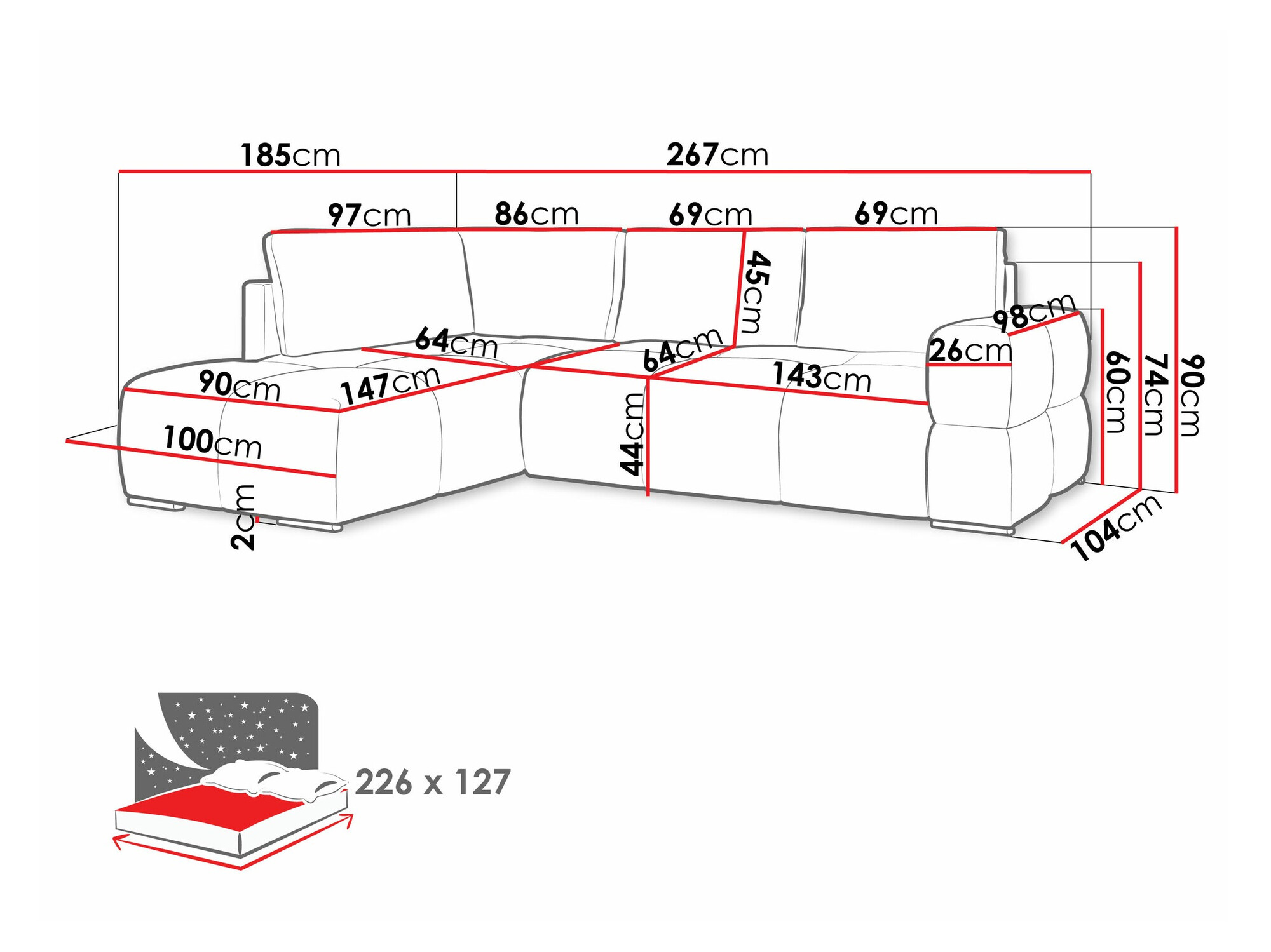 Stūra dīvāns Lincoln 198 (Artico Bēšs)