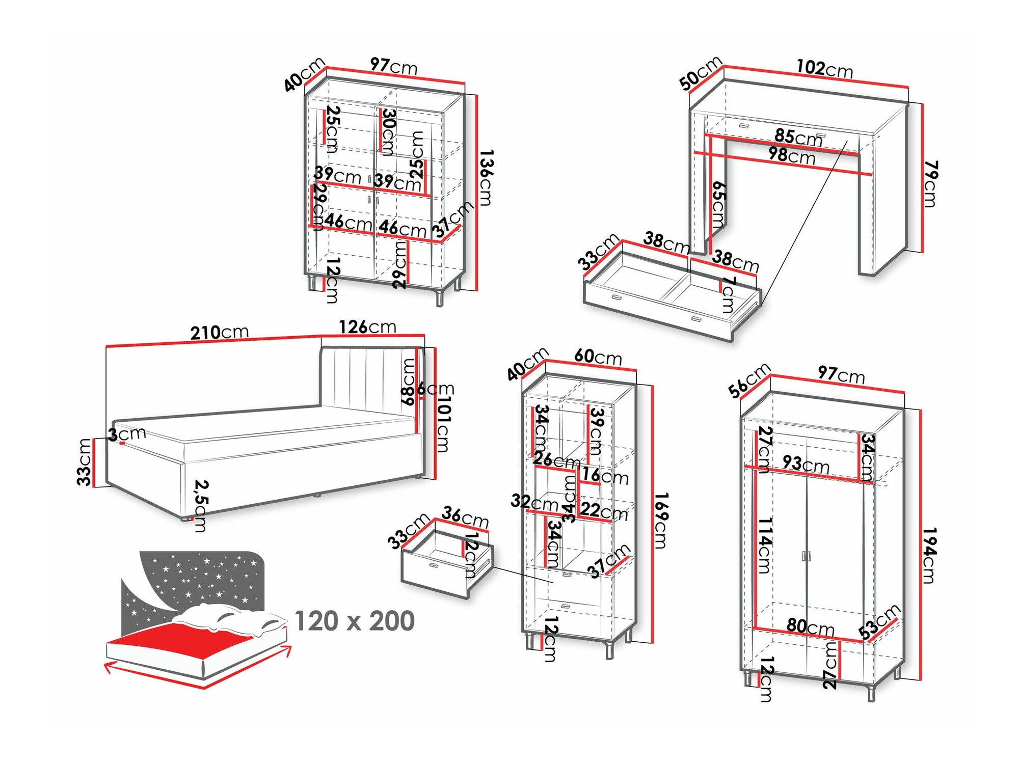 Guļamistabas komplekts Mormavu 116 (Kašmirs)