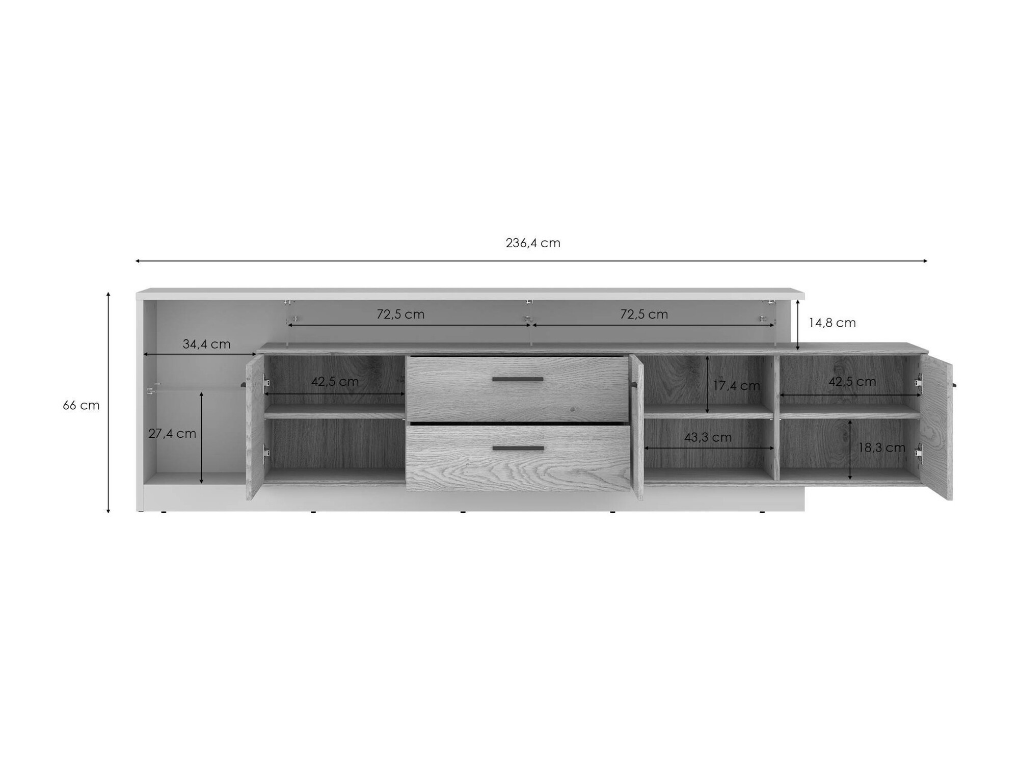 TV galds Avicoro 107 (Kašmirs + Sonomas ozols)