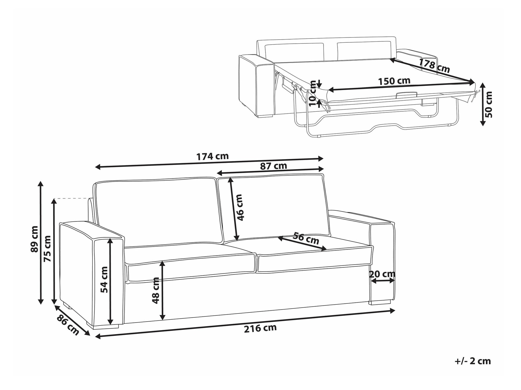 Dīvāns gulta Berwyn 2375 (Balts)
