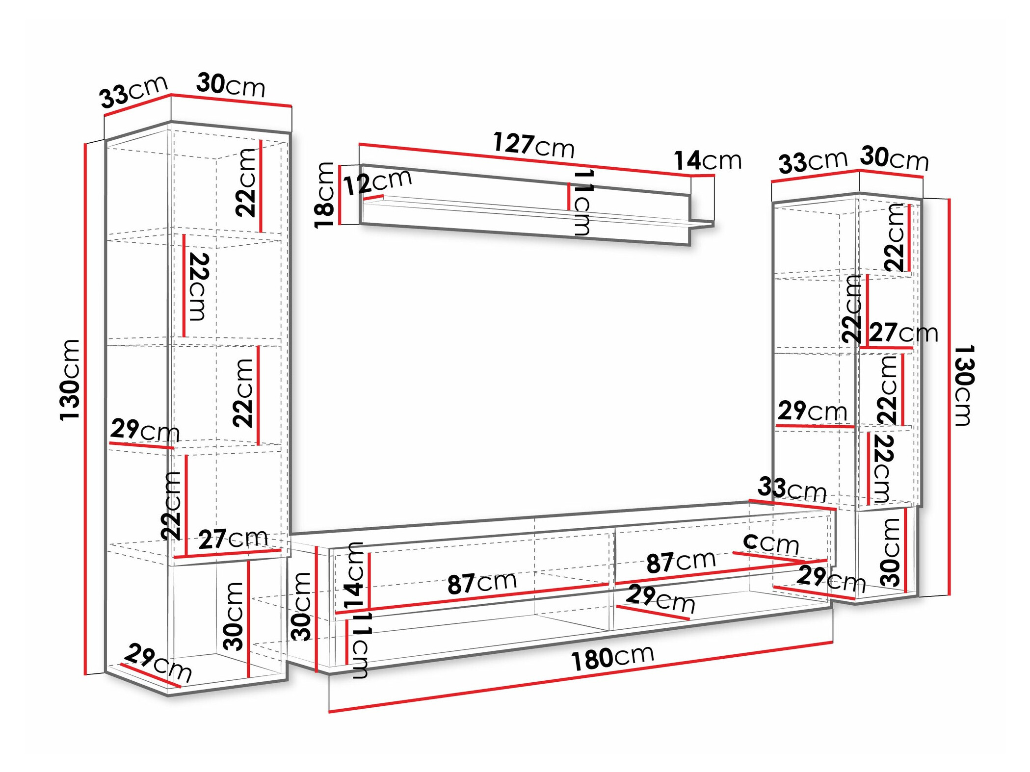 Набор для гостиной Sarasota 176 (Белый + Глянцевый белый)