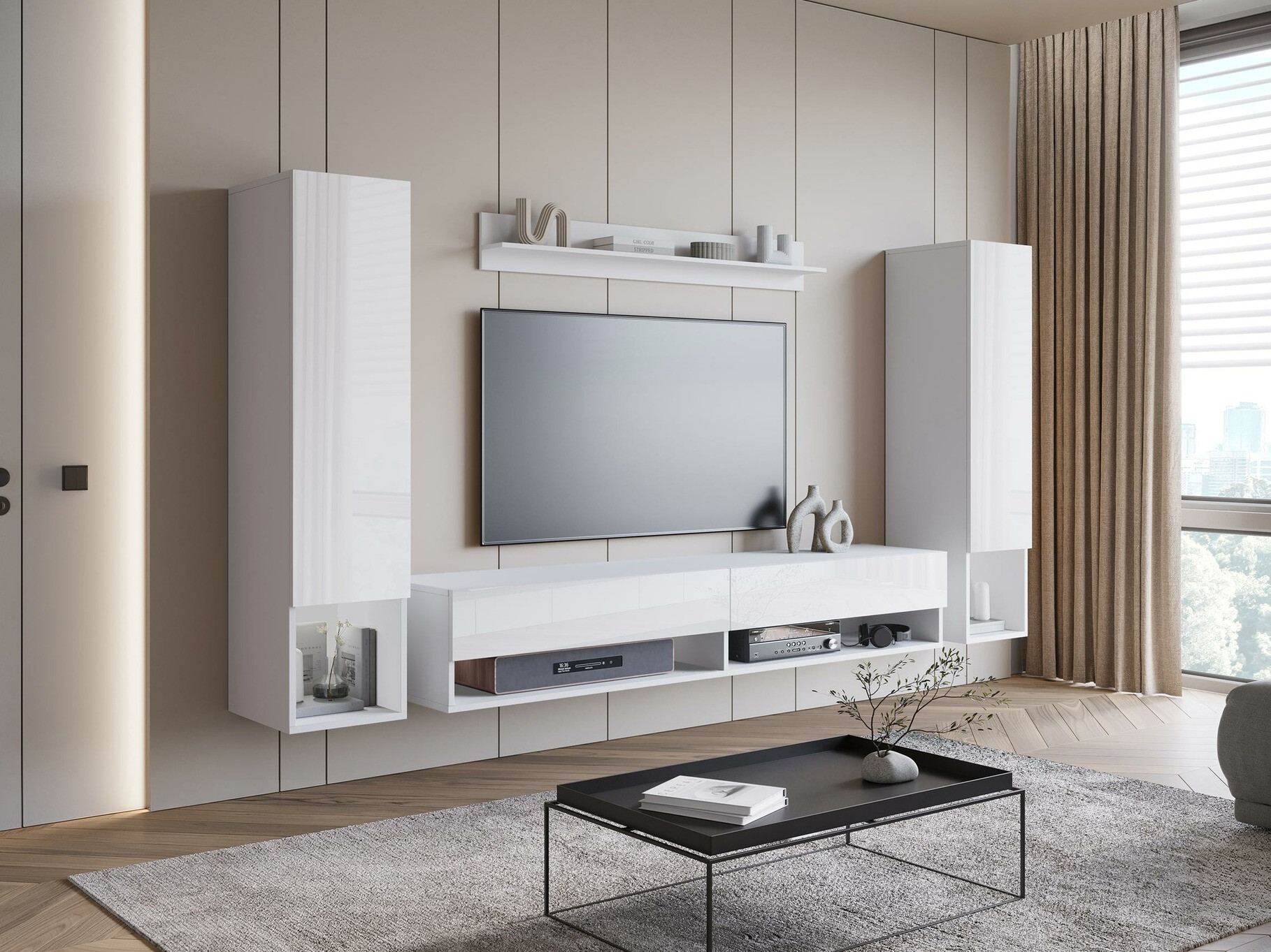 Набор для гостиной Sarasota 176 (Белый + Глянцевый белый)