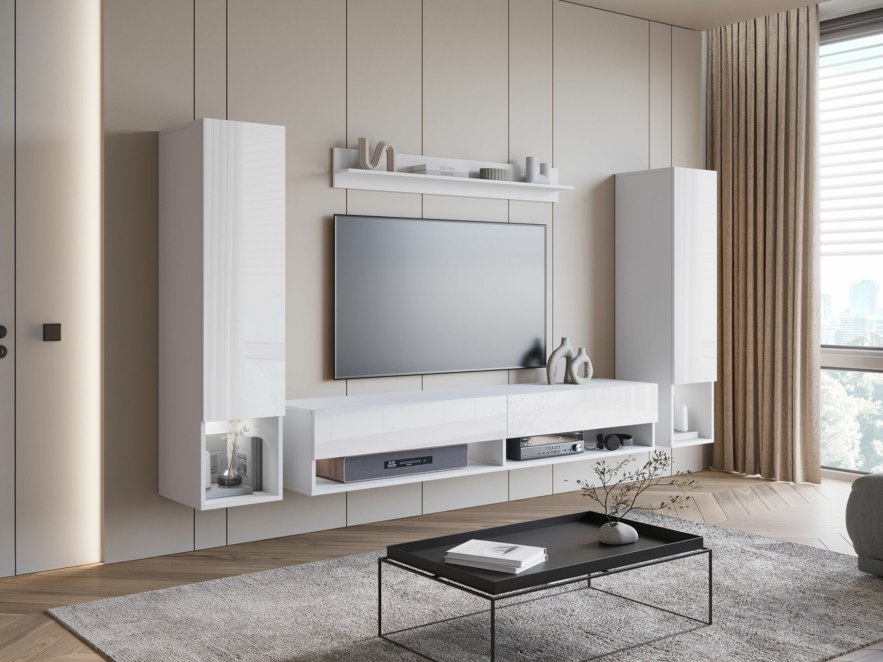 Набор для гостиной Sarasota 176 (Белый + Глянцевый белый)