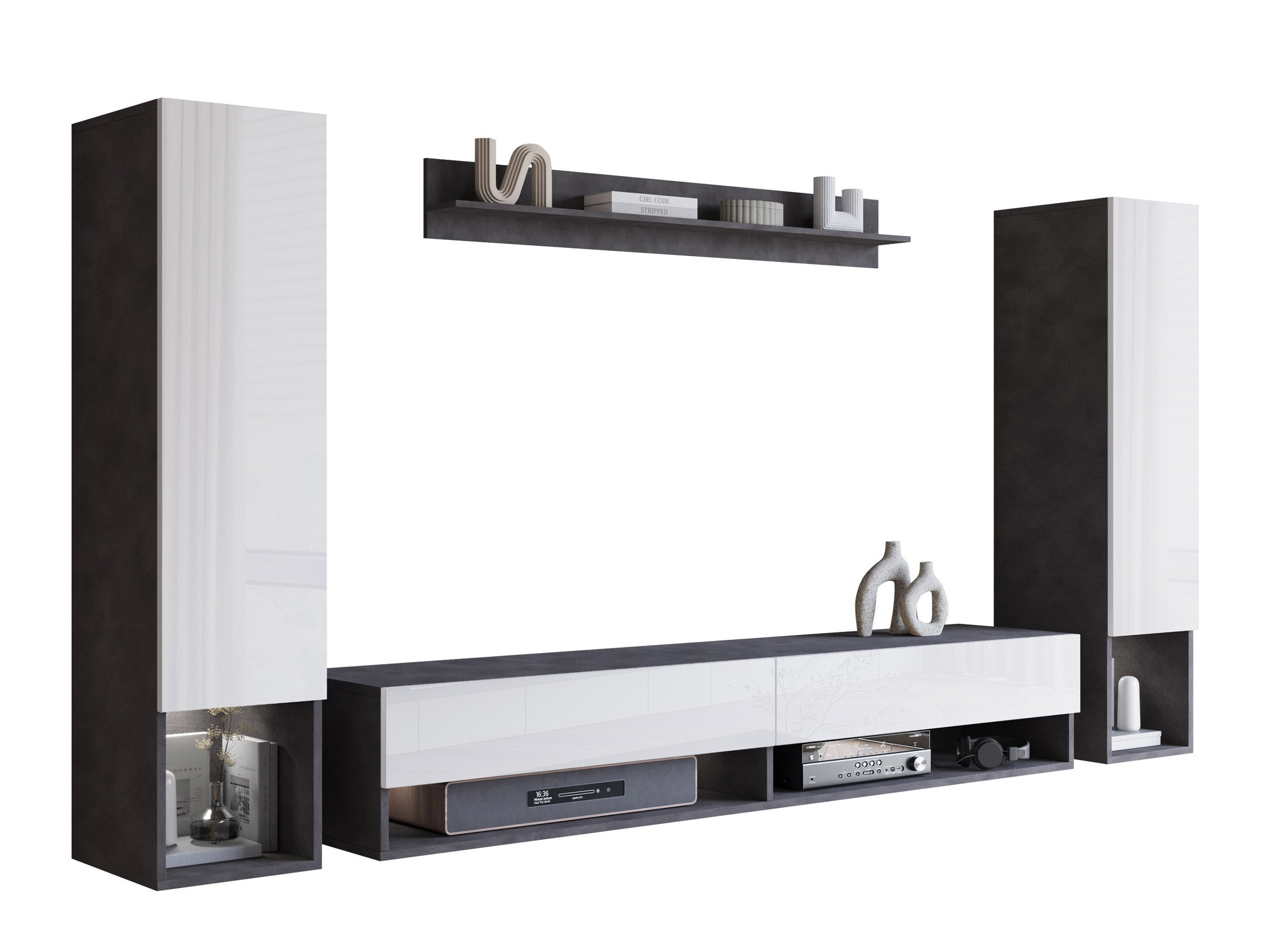 Набор для гостиной Sarasota 176 (Матера серый + Глянцевый белый)