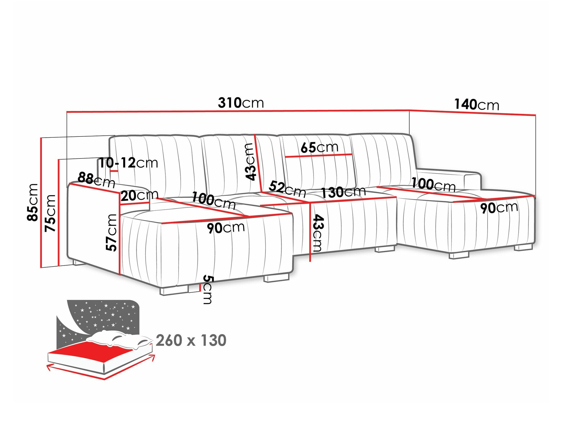 Stūra dīvāns Columbus 232 (Manila 14)