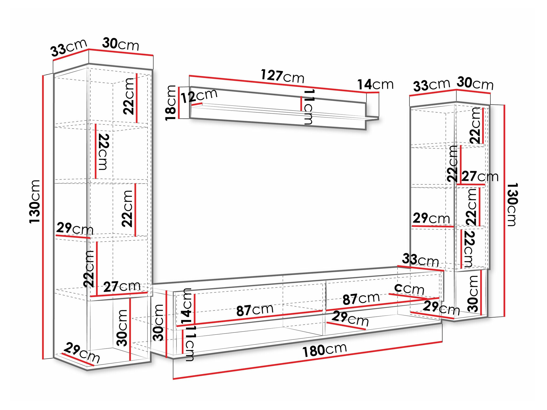 Viesistabas komplekts Sarasota 176 (Balts + Glancēts balts)