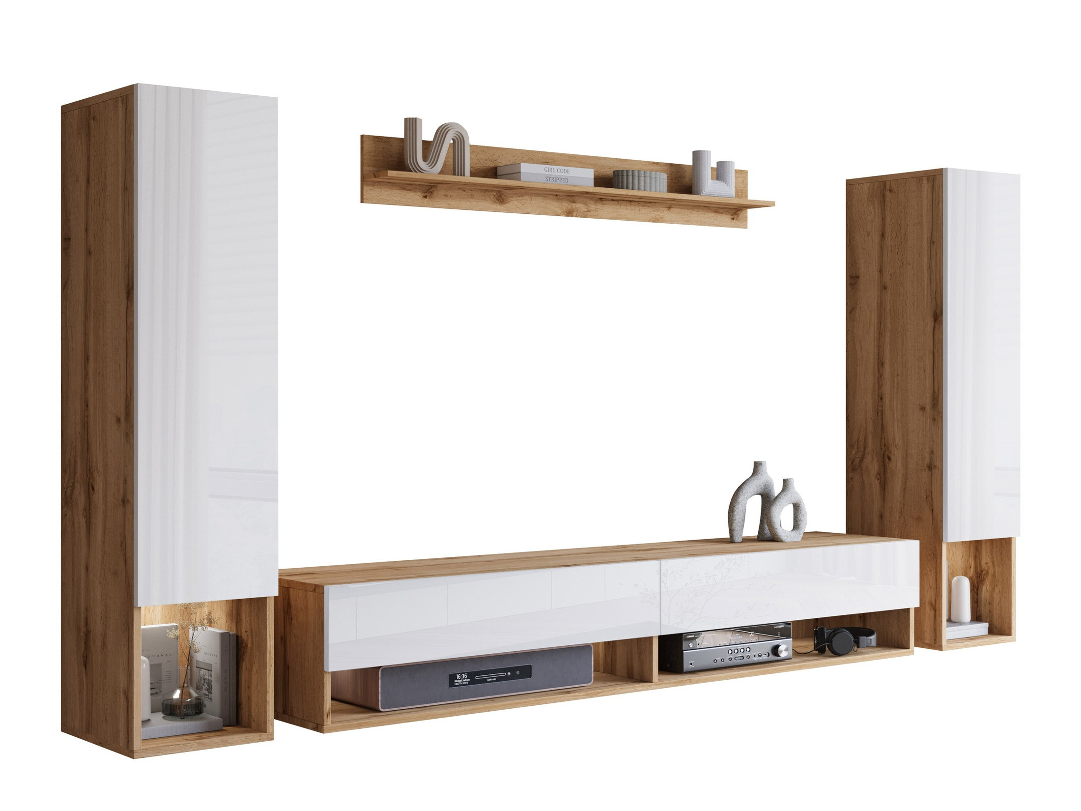 Viesistabas komplekts Sarasota 176 (Votan ozols + Glancēts balts)