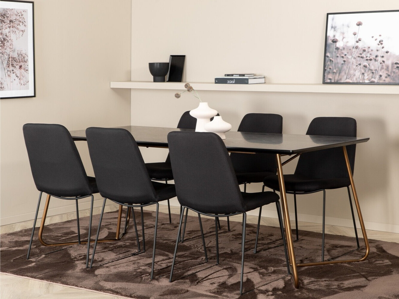 Обеденный гарнитур Dallas 3039 (Чёрный + Медь)